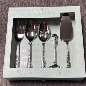 NIB Oneida Silver Bunny Hop Floral Serving Set